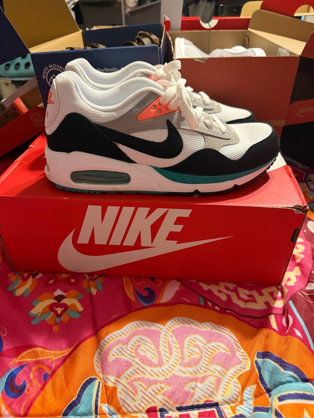 Nike Air Max Sneakers - White Black Teal Coral Accent